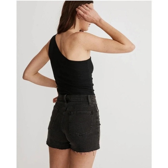 Madewell High-Rise Denim Shorts - Cut-Off Distressed Black Jean - Picture 2 of 12